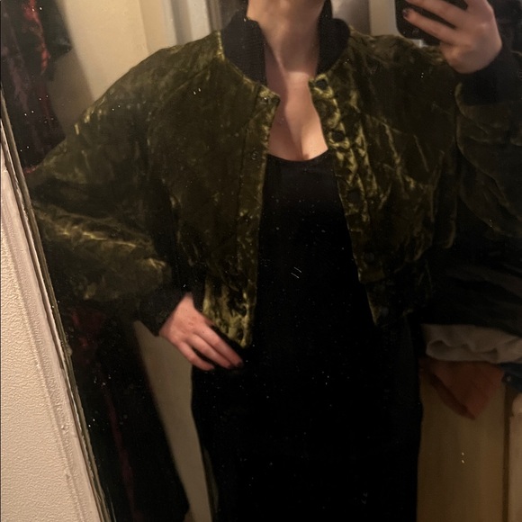VINTAGE BETSEY JOHNSON QUILTED VELVET CROPPED BOMBER JACKET S M L OS - Picture 6 of 8